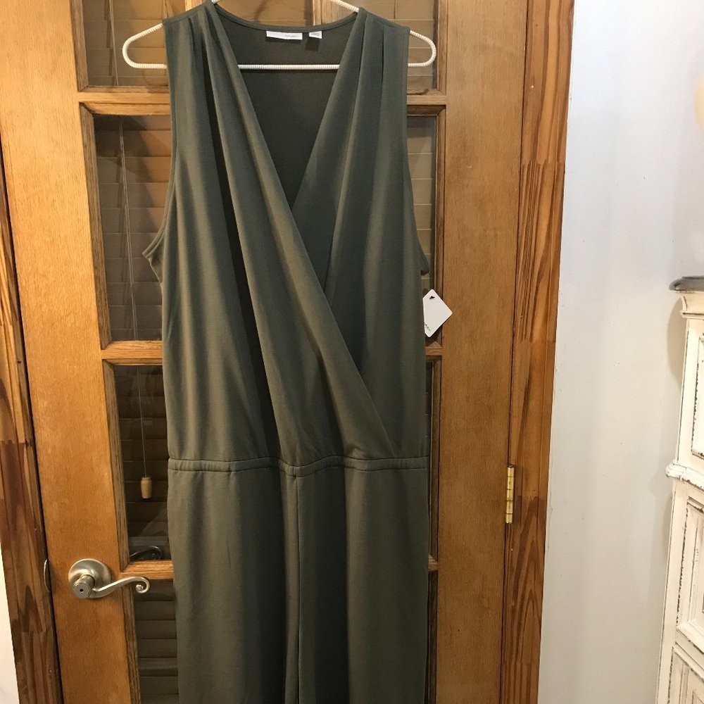NWT Hunter Green Three Quarter Jumper/ Criss Cross Front Size L By Halogen